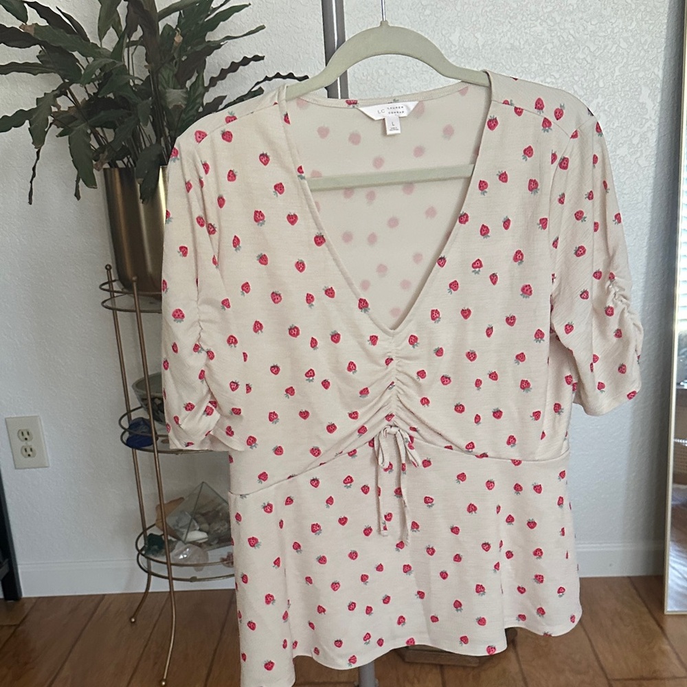 LC Lauren Conrad Pink Strawberry Blouse